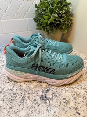 HOKA ONE ONE Bondi 7 Womens Size 8 Running Shoes Blue Comfort Cushioned